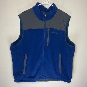 LL Bean Mens XXL Fleece Vest Navy Blue Polyester Full Zip Sleeveless Pockets